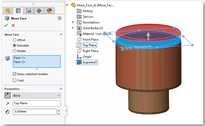 关于SolidWorks快速提升效率的小工具 | 移动面和删除面