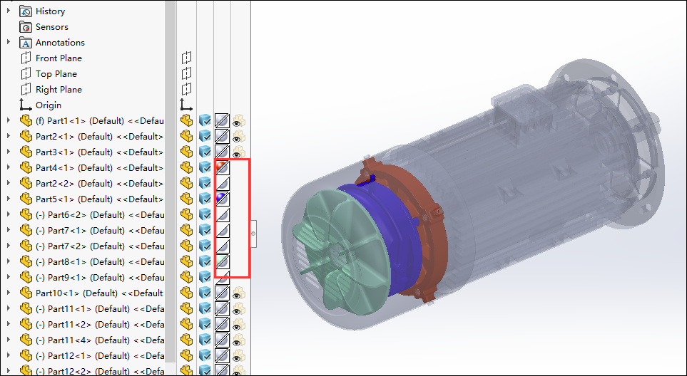  一招教会你快速更改SolidWorks零部件的透明度